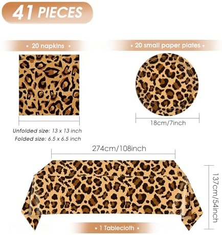 41Pcs Cheetah Print Party Decorations Set for 20 Guests