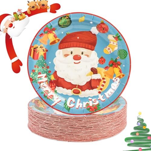 50PCS Blue Christmas Paper Plates 7 Inch