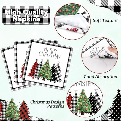 CHUNNIN 50 Pcs Christmas Tree Plates and Napkins Set