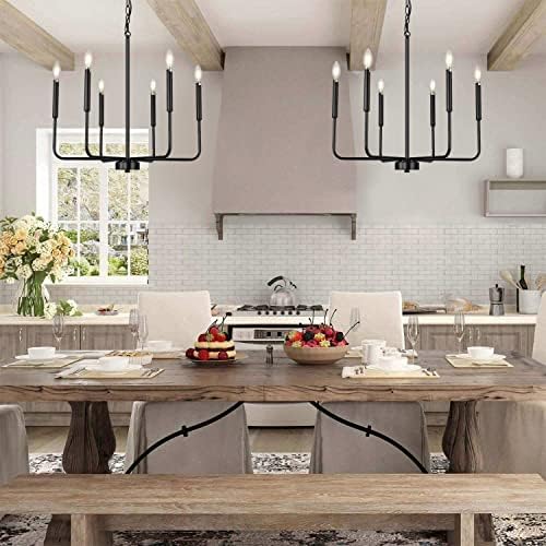 Black Farmhouse 6-Lights Chandelier for Dining Room
