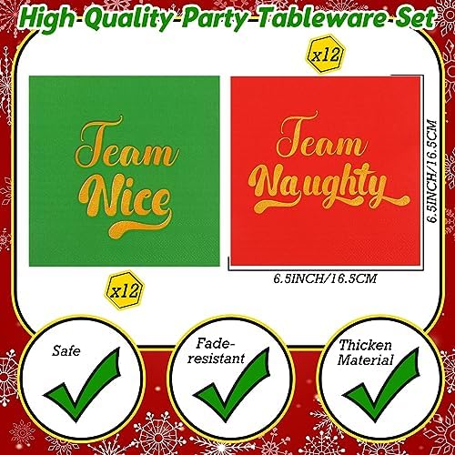 Sliner 192 Pcs Christmas Naughty Nice Party Tableware Set
