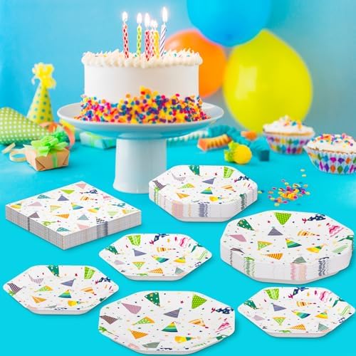 DYLIVeS Hats Off Birthday Plates Napkins Bulk Set 150 Pcs