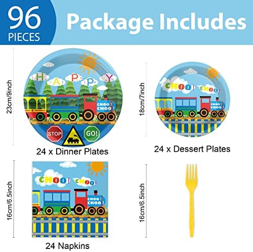 Train Birthday Party Plates and Napkins Set
