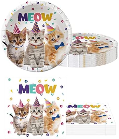 OULUN Cat Party Plates and Napkins Set