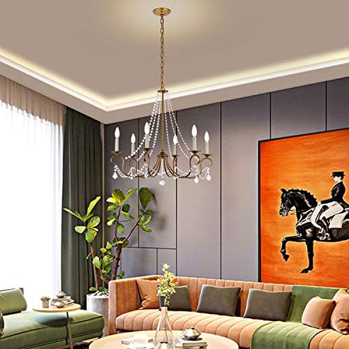 Modern 6 Light Candle Style Chandelier with Crystal Accents Gold