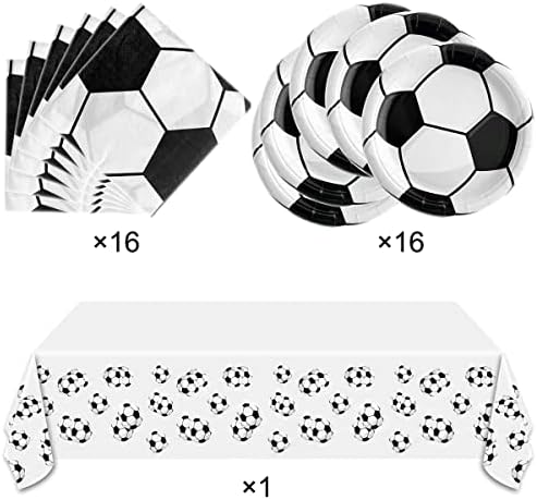 OULUN Soccer Party Tableware Set 16 Plates Napkins Tablecloth