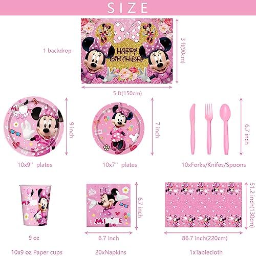 Pink Mouse Themed Party Tableware Set
