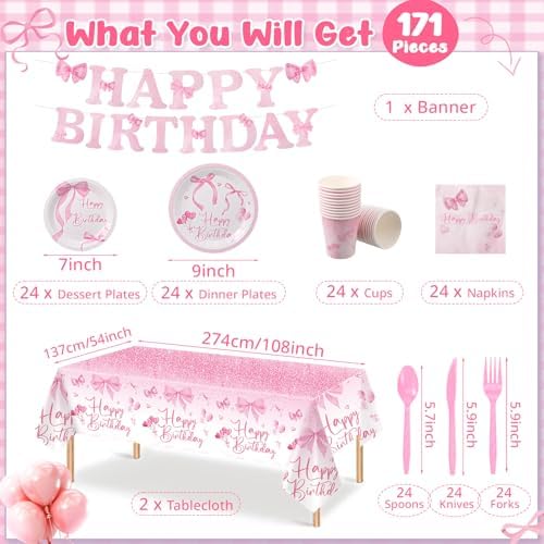 Breling Pink Bow Party Set for 24 Guests