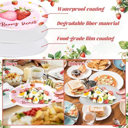 Strawberry Party Tableware Set - 96Pcs for 24 Guests
