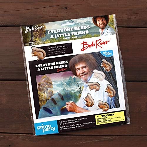 Prime Party Bob Ross Pin The Squirrel Game for 12 Players