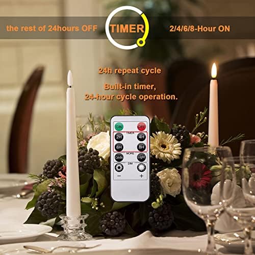 IMAGE 12 Pcs Flameless Taper Candles with Remote Control