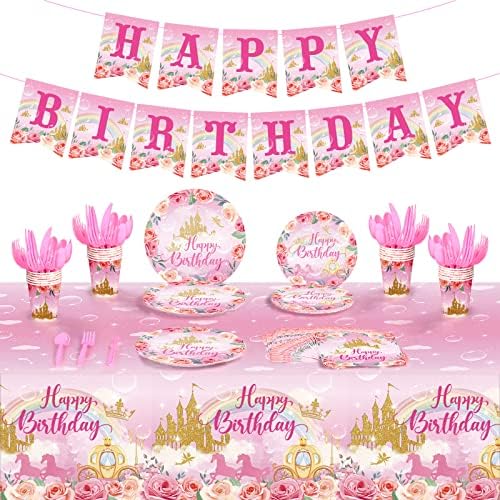172 Pcs Princess Birthday Party Decor Set Serves 24