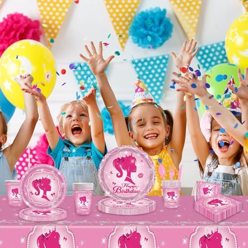 170 Pcs Princess Party Plates Set for 24 Guests