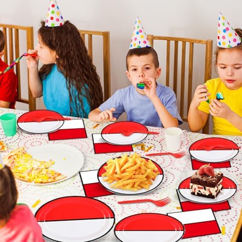 96PCS Cartoon Ball Party Plates Napkins Set