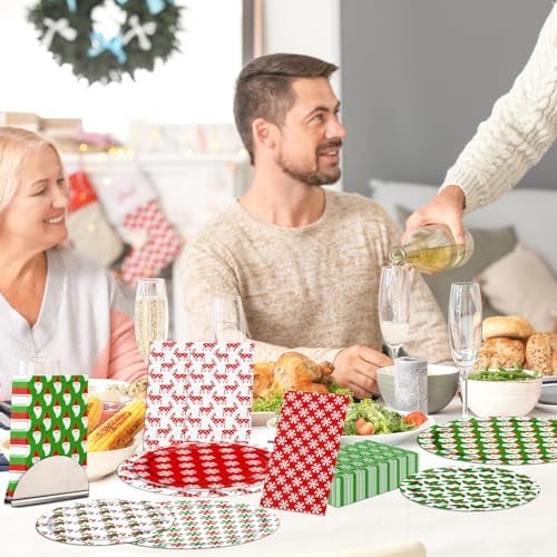 Multicolour Christmas Plates and Napkins Set
