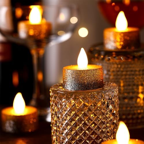 Retisee 48Pcs Flameless LED Tea Lights Gold Silver