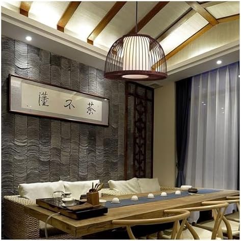 Hollow Chandelier Pendant Light with Rattan Bamboo Woven Design