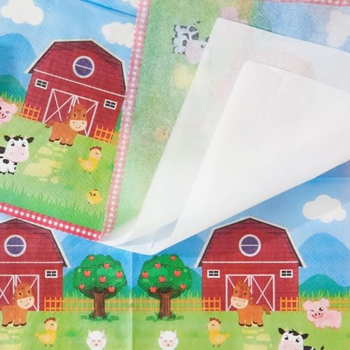 WERNNSAI Farm Plates and Napkins 48PCS Set for 16 Guests