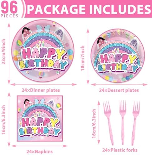 96Pcs Cat House Party Plates Napkins Set for 24 Guests