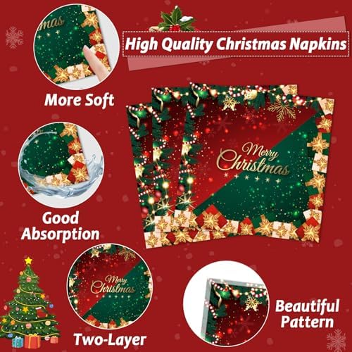 96PCS Christmas Party Supplies - Plates Napkins Decorations