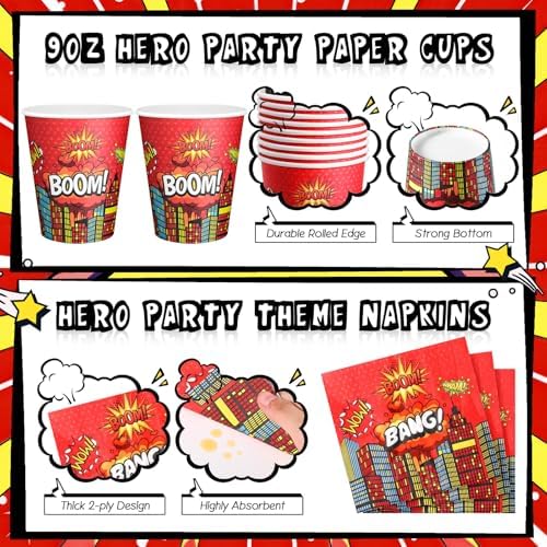 Zhehao Hero Party Tableware Set 210 Pcs