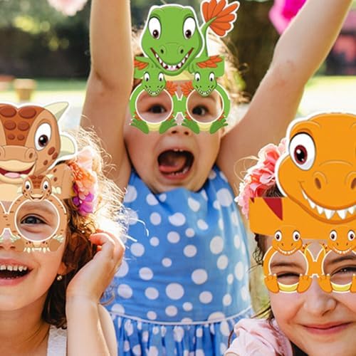 Didiseaon 12pcs Dinosaur Birthday Party Hats for Kids