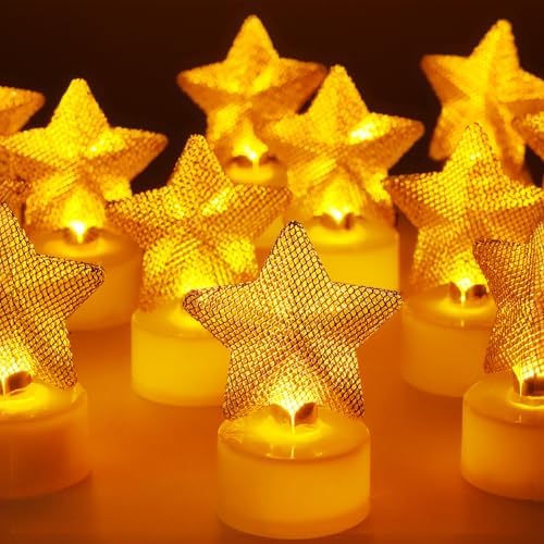 6PCS Star LED Tea Lights Candles for Holiday Decor