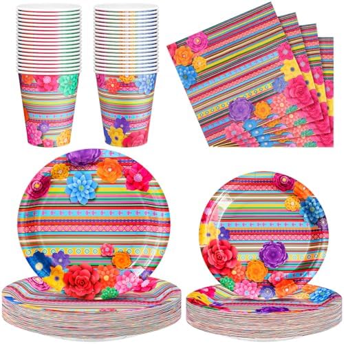 Domensi 200 Pcs Mexican Fiesta Tableware Set for 50 Guests