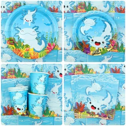 KEFAN Blue Axolotl Party Decorations Set for 20 Guests