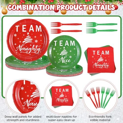 Patelai 120 Pcs Christmas Party Supplies Plates Napkins Cutlery Set