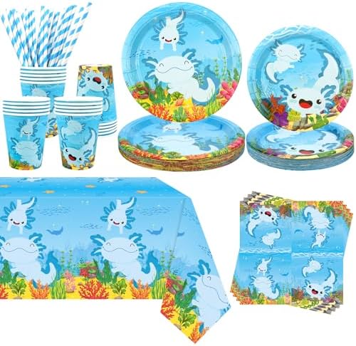 KEFAN Blue Axolotl Party Decorations Set for 20 Guests