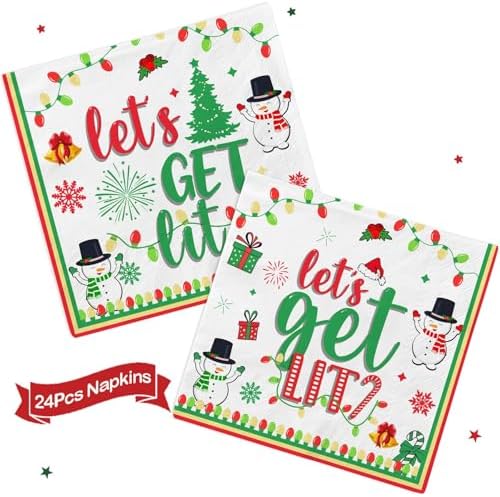 181Pcs Lets Get Lit Christmas Party Tableware Set