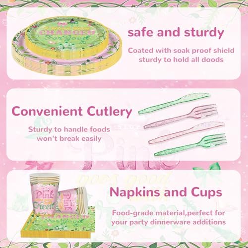 121Pcs Pink Green Witch Party Decorations Set