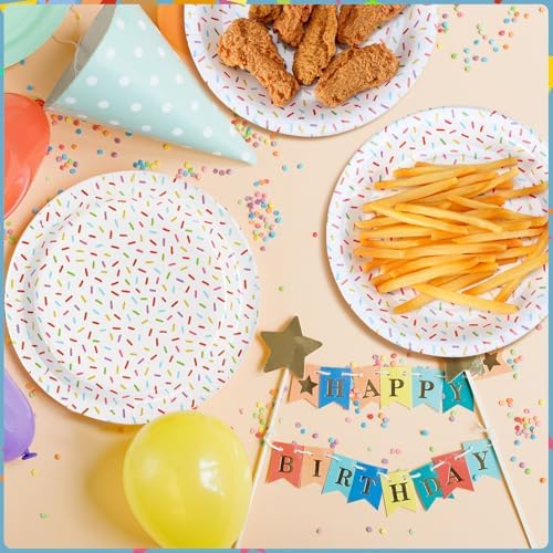 Zhehao 48 Pcs 9 Inch Confetti Sprinkles Plates