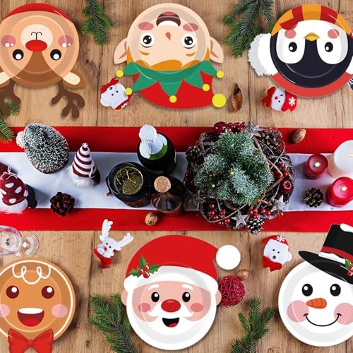Wiooffen 80 Pcs Christmas Paper Plates Party Supplies