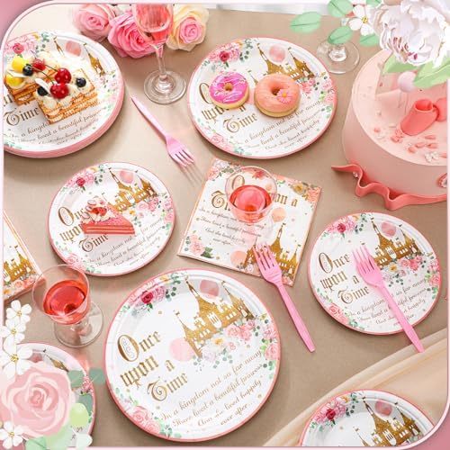 Sunnyray 96 Piece Castle Birthday Tableware Set for 24 Guests