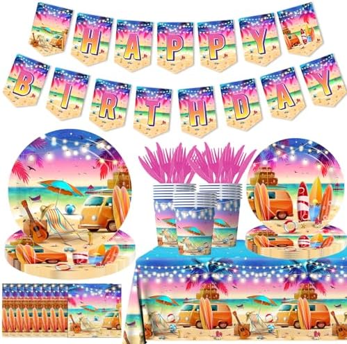 142pcs Sunset Beach Party Tableware Set