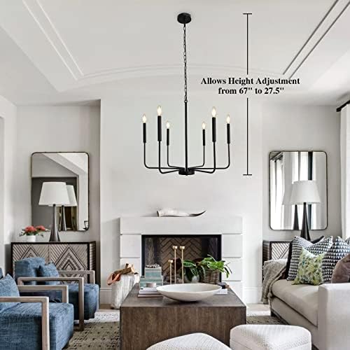 LASENCHOO 6 Light Black Chandelier Dining Room Ceiling Light Fixture