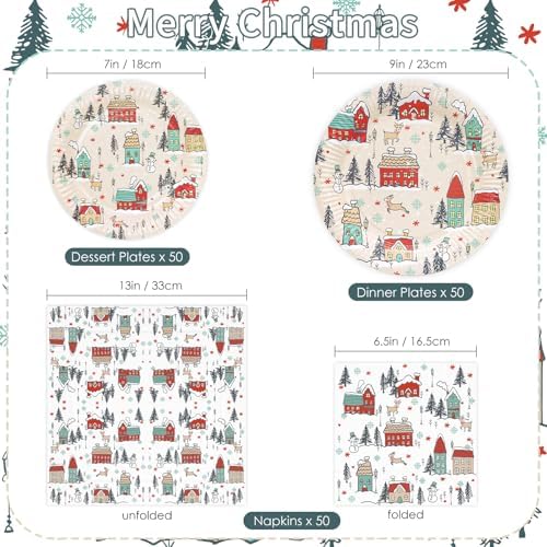 YY 150 Christmas Paper Plates and Napkins Set