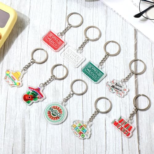 36 Pcs Viva Mexico Keychain Acrylic Bulk Set 9 Styles
