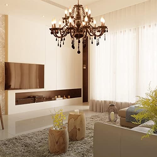 ZIOKOK 15-Light Crystal Chandelier Elegant Gothic Style Dining Room Lamp