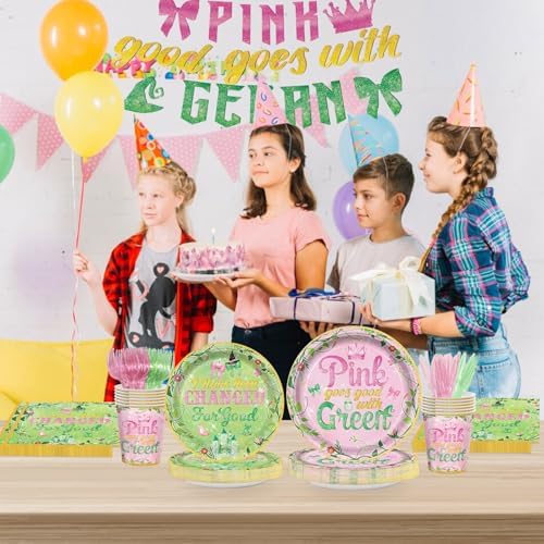 121Pcs Pink Green Witch Party Decorations Set