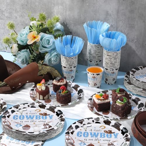 Ziliny 150 Pcs Cowboy Party Tableware Set Plates Cups Napkins