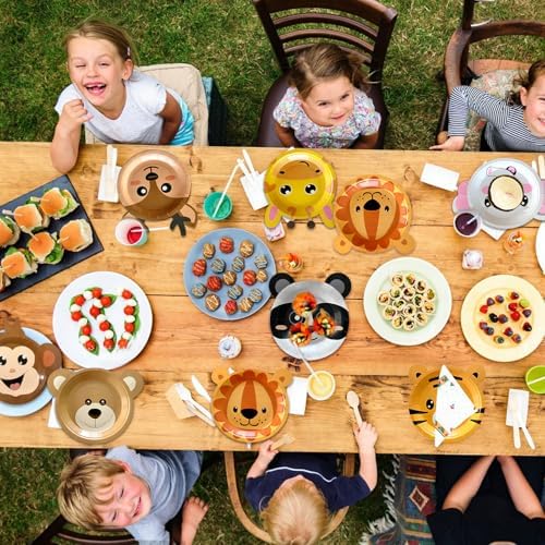 90 Count Animal Shaped Paper Plates for Jungle Safari Parties