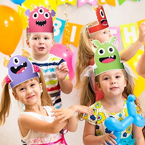 Aoriher 12 Pcs Monster Paper Hats Party Headbands for Kids