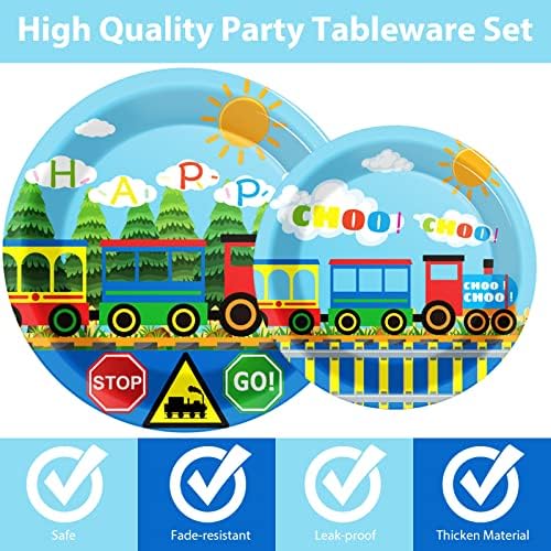 Train Birthday Party Plates and Napkins Set