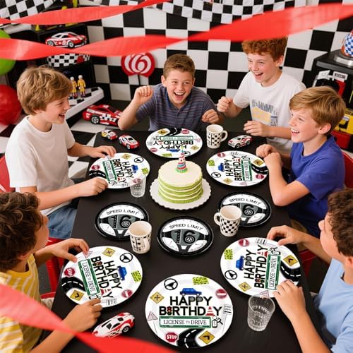 200Pcs Drivers License 16th Birthday Party Plates Napkins Set