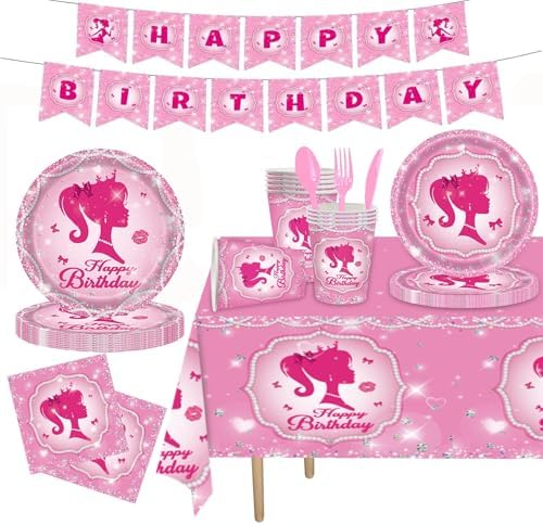 170 Pcs Princess Party Plates Set for 24 Guests