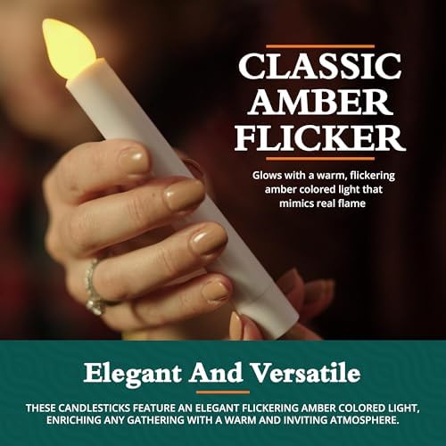 SafeFlame LED Candlesticks 6 Inch 25-Pack Amber