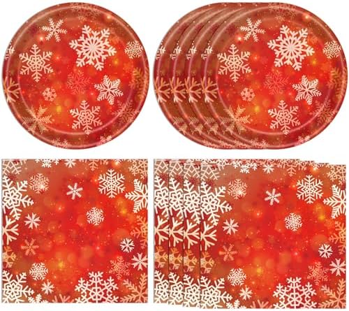 DURYGEN 40Pcs Christmas Snowflake Tableware Set for 20 Guests